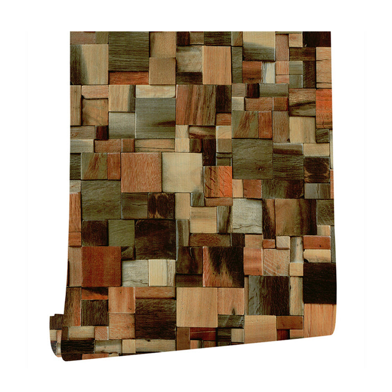 Country Wood Patchwork Wallpaper Roll Brown Peel and Stick Wall Decor for Living Room Clearhalo 'Country wall decor' 'Rustic' 'Wallpaper' Wall Decor' 1730018