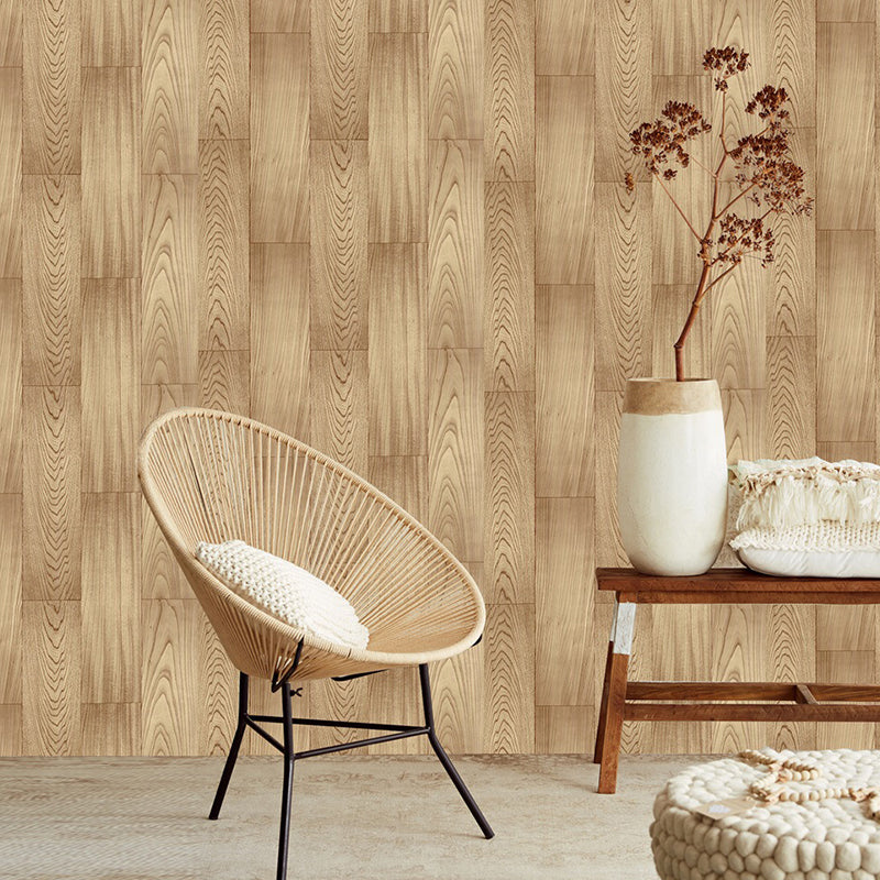 Farmhouse Interweaving Wood Wallpaper PVC Adhesive Brown Wall Art for Living Room Clearhalo 'Country wall decor' 'Rustic' 'Wallpaper' Wall Decor' 1730043