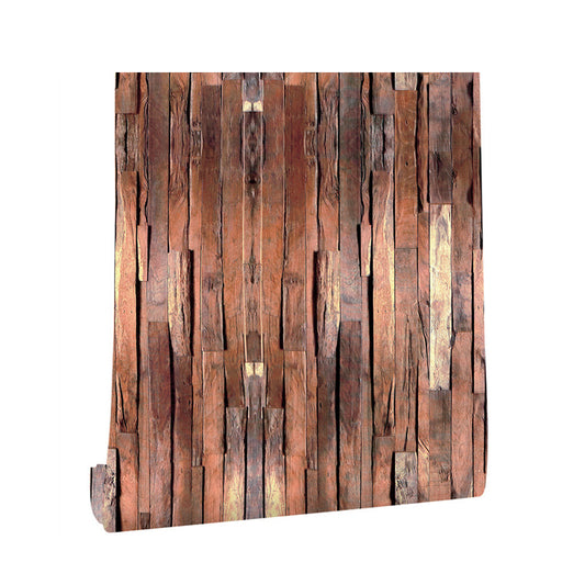 Red Brown Wood Wallpaper Roll Stick On Cottage Living Room Wall Decor, Easy to Remove Clearhalo 'Country wall decor' 'Rustic' 'Wallpaper' Wall Decor' 1730050