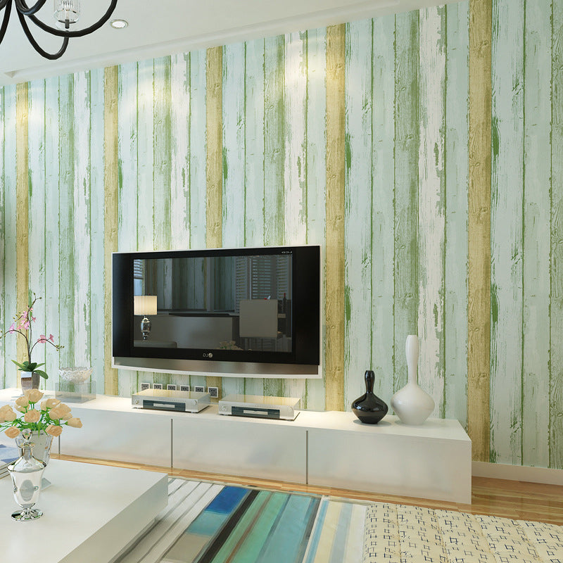 PVC Soft Color Wallpaper Farmhouse Shiplap Print Wall Art, 31' L x 20.5" W, Unpasted Blue Clearhalo 'Country wall decor' 'Rustic' 'Wallpaper' Wall Decor' 1730058