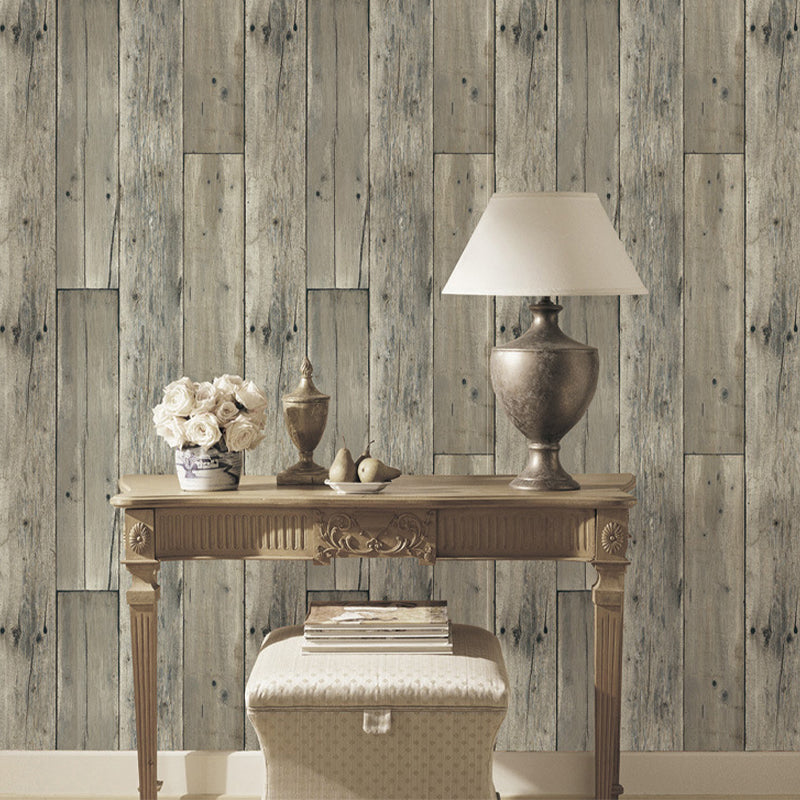 Stain Resistant Wood Wallpaper Roll Country Style PVC Wall Covering, 31' L x 20.5" W Dark Gray Clearhalo 'Country wall decor' 'Rustic' 'Wallpaper' Wall Decor' 1730067