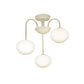 Ball Frosted Glass Semi Flush Light Modern Stylish 3 Lights Black/White Ceiling Mounted Light with Curved Arm Clearhalo 'Ceiling Lights' 'Close To Ceiling Lights' 'Close to ceiling' 'Glass shade' 'Glass' 'Semi-flushmount' Lighting' 173009