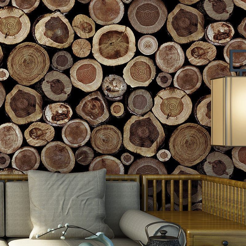 Wood Wallpaper Roll Rustic 3D Construction Wall Art in Light Color, 33' L x 20.5" W Dark Brown Clearhalo 'Country wall decor' 'Rustic' 'Wallpaper' Wall Decor' 1730108