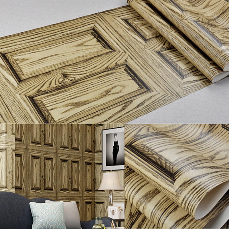 Faux Wood Frame Wallpaper Roll Pastel Color Cottage Wall Decor for House Interior Clearhalo 'Country wall decor' 'Rustic' 'Wallpaper' Wall Decor' 1730119