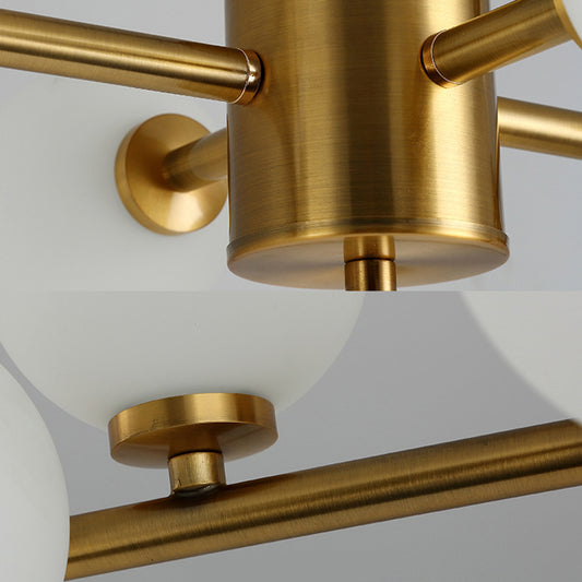 Modern Gold Finish Semi Flushmount Light Modo Metal Milk Glass Ceiling Lamp for Study Room Clearhalo 'Ceiling Lights' 'Close To Ceiling Lights' 'Close to ceiling' 'Glass shade' 'Glass' 'Semi-flushmount' Lighting' 173032