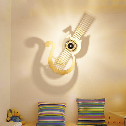 Modern Lovely Wall Light Wood Single Light Brown Sconce Light for Corridor Nursing Room Brown Guitar Clearhalo 'Wall Lamps & Sconces' 'Wall Lights' Lighting' 173046