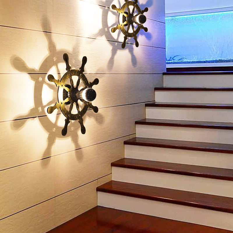 Modern Lovely Wall Light Wood Single Light Brown Sconce Light for Corridor Nursing Room Brown Rudder Clearhalo 'Wall Lamps & Sconces' 'Wall Lights' Lighting' 173054