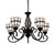 Stained Glass Chandelier Light with Curved Arm Tiffany Style 5 Lights Pendant Lamp in Yellow/Blue Blue Clearhalo 'Ceiling Lights' 'Chandeliers' 'Close To Ceiling Lights' 'Industrial' 'Middle Century Chandeliers' 'Tiffany Chandeliers' 'Tiffany close to ceiling' 'Tiffany' Lighting' 17306