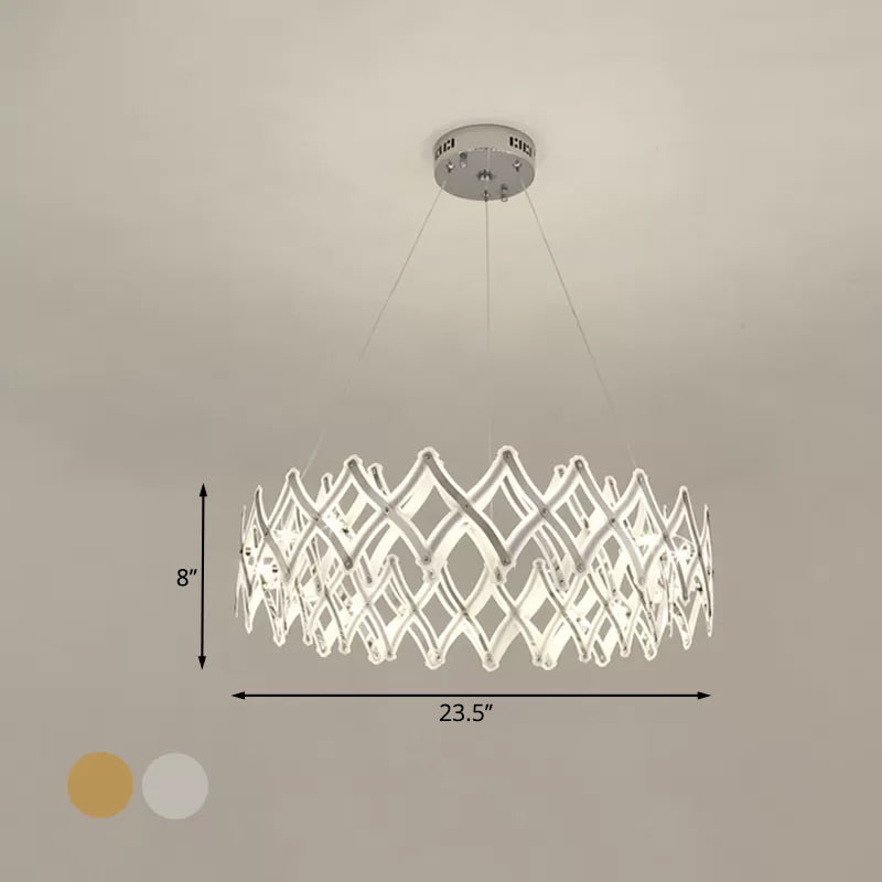 31.5"/23.5" W Grid Chandelier Contemporary Acrylic Dining Room LED Suspension Lamp in Chrome/Gold, Warm/White Light Clearhalo 'Ceiling Lights' 'Chandeliers' 'Modern Chandeliers' 'Modern' Lighting' 1730939