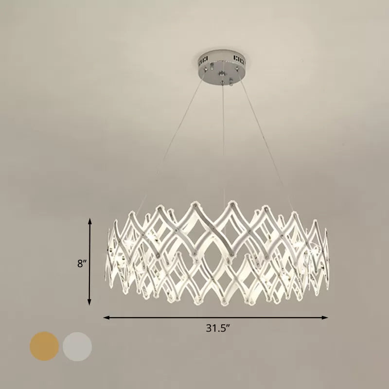 31.5"/23.5" W Grid Chandelier Contemporary Acrylic Dining Room LED Suspension Lamp in Chrome/Gold, Warm/White Light Clearhalo 'Ceiling Lights' 'Chandeliers' 'Modern Chandeliers' 'Modern' Lighting' 1730940