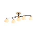 Dining Room Urn Shade Ceiling Fixture Milk Glass 5 Lights Modern White Semi Ceiling Mount Light Clearhalo 'Ceiling Lights' 'Close To Ceiling Lights' 'Close to ceiling' 'Glass shade' 'Glass' 'Semi-flushmount' Lighting' 173129
