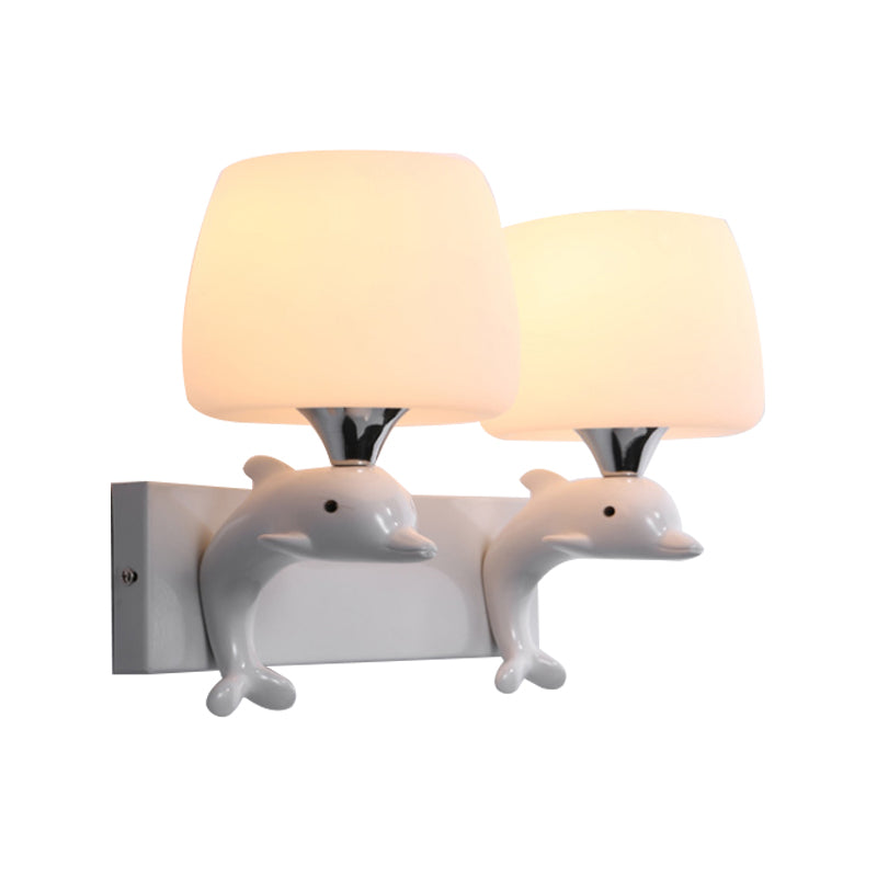 Frosted Glass Urn Wall Light Modern Stylish Wall Sconce in White Finish for Study Room Clearhalo 'Wall Lamps & Sconces' 'Wall Lights' Lighting' 173176