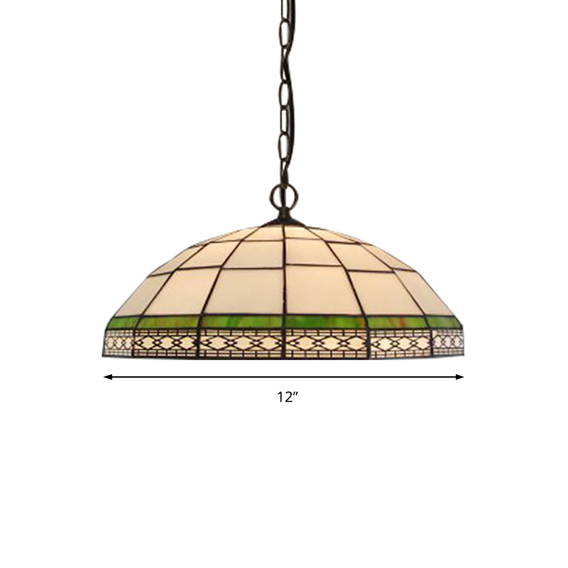 Blue/Green 1 Head Drop Pendant Tiffany Hand Cut Glass Bowl Suspension Light for Living Room Clearhalo 'Ceiling Lights' 'Industrial' 'Middle Century Pendants' 'Pendant Lights' 'Pendants' 'Tiffany close to ceiling' 'Tiffany Pendants' 'Tiffany' Lighting' 173181