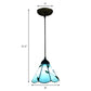Stained Glass Blue/Beige Pendant Lamp Scalloped 3 Bulbs Tiffany Hanging Light Kit for Dining Room Clearhalo 'Ceiling Lights' 'Industrial' 'Middle Century Pendants' 'Pendant Lights' 'Pendants' 'Tiffany close to ceiling' 'Tiffany Pendants' 'Tiffany' Lighting' 173261