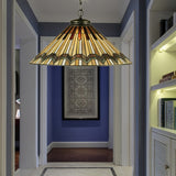 Conical Shape Hanging Lamp Kit Tiffany Hand Rolled Art Glass 1 Light Amber Suspended Lighting Fixture for Stair Clearhalo 'Ceiling Lights' 'Industrial' 'Middle Century Pendants' 'Pendant Lights' 'Pendants' 'Tiffany close to ceiling' 'Tiffany Pendants' 'Tiffany' Lighting' 173266