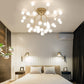 Multi-head Plant Semi Ceiling Mount Light Romantic Metal Glass Ceiling Lamp in Gold for Hotel 36 Gold Clearhalo 'Ceiling Lights' 'Close To Ceiling Lights' 'Close to ceiling' 'Glass shade' 'Glass' 'Semi-flushmount' Lighting' 173365
