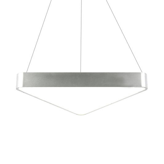 18"/23.5" Long Metal Triangle Suspension Lighting Modern Led White/Black/Silver Hanging Lamp in White/Warm Light Clearhalo 'Ceiling Lights' 'Modern Pendants' 'Modern' 'Pendant Lights' 'Pendants' Lighting' 173473
