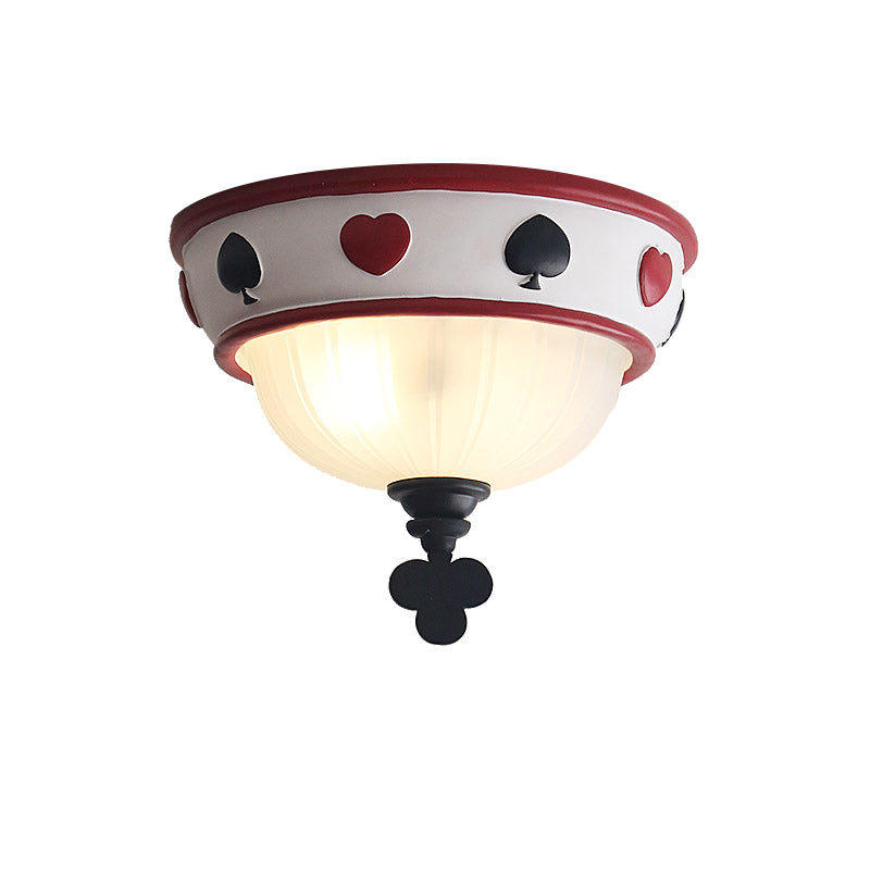 Bowl Child Bedroom Ceiling Mount Light with Poker Glass Modern Ceiling Fixture in White Clearhalo 'Ceiling Lights' 'Close To Ceiling Lights' 'Close to ceiling' 'Flush mount' Lighting' 173553