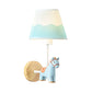 Contemporary Sconce Light Tapered Shade Single Light Wood Wall Lamp with Animal for Teen Blue Horse Clearhalo 'Wall Lamps & Sconces' 'Wall Lights' Lighting' 173650