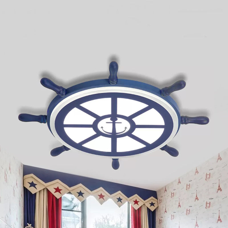 Acrylic Slim Rudder Flush Mount Light Child Bedroom Nautical Style Ceiling Lamp in Blue Blue Clearhalo 'Ceiling Lights' 'Close To Ceiling Lights' 'Close to ceiling' 'Flush mount' Lighting' 173742