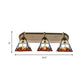 3 Head Wall Light Fixture Tiffany Pyramid Stained Glass Sconce Lighting in White Clearhalo 'Industrial' 'Middle century wall lights' 'Tiffany wall lights' 'Tiffany' 'Wall Lamps & Sconces' 'Wall Lights' Lighting' 173760