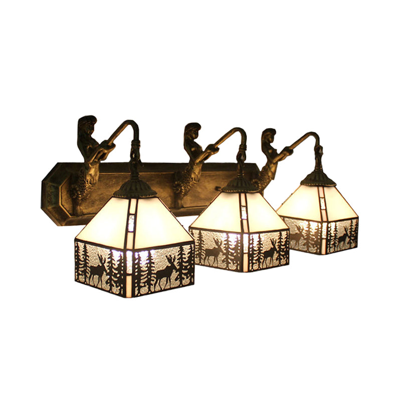 House Wall Light Fixture Tiffany Clear Dimple Glass 3 Heads Bronze ...