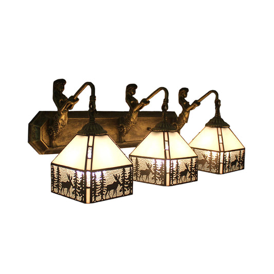 House Wall Light Fixture Tiffany Clear Dimple Glass 3 Heads Bronze Sconce Lighting Clearhalo 'Industrial' 'Middle century wall lights' 'Tiffany wall lights' 'Tiffany' 'Wall Lamps & Sconces' 'Wall Lights' Lighting' 173770