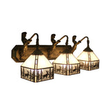 House Wall Light Fixture Tiffany Clear Dimple Glass 3 Heads Bronze Sconce Lighting Clearhalo 'Industrial' 'Middle century wall lights' 'Tiffany wall lights' 'Tiffany' 'Wall Lamps & Sconces' 'Wall Lights' Lighting' 173770