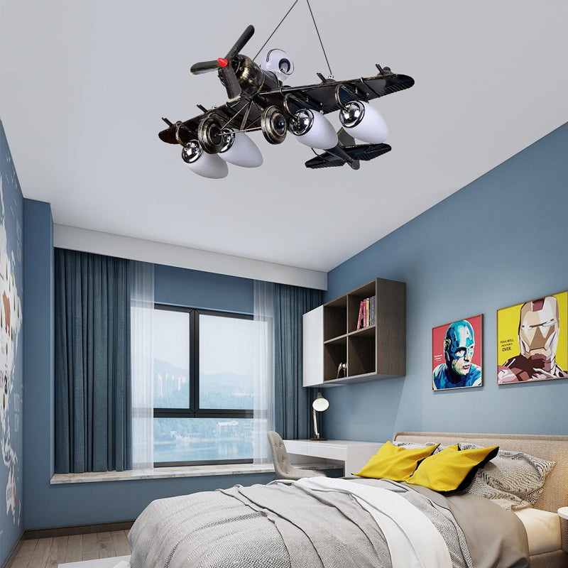 Cool Fighter Airplane Pendant Light Metal 5 Lights Pendant Lamp for Kindergarten Bedroom Clearhalo 'Ceiling Lights' 'Chandeliers' Lighting' options 17387
