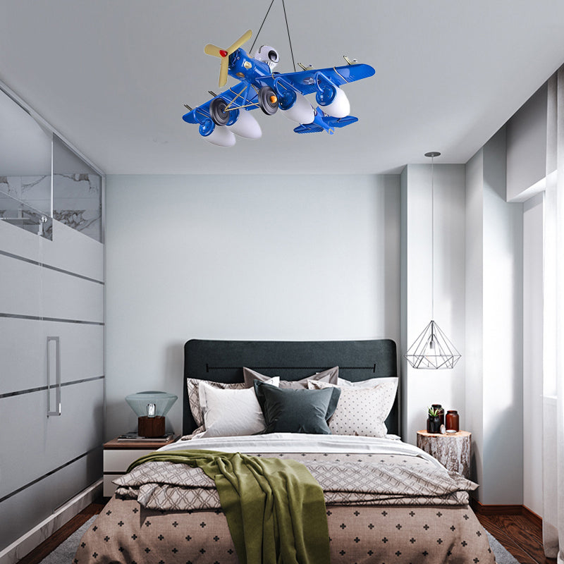 Cool Fighter Airplane Pendant Light Metal 5 Lights Pendant Lamp for Kindergarten Bedroom Clearhalo 'Ceiling Lights' 'Chandeliers' Lighting' options 17391