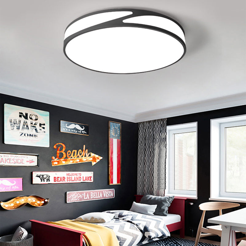 Candy Colored Circular Flush Ceiling Light Macaron Style Acrylic Ceiling Lamp for Office Black Clearhalo 'Ceiling Lights' 'Close To Ceiling Lights' 'Close to ceiling' 'Flush mount' Lighting' 173927
