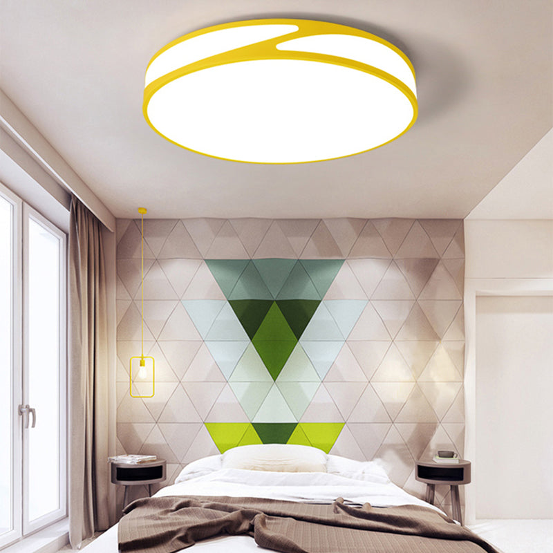 Candy Colored Circular Flush Ceiling Light Macaron Style Acrylic Ceiling Lamp for Office Yellow Clearhalo 'Ceiling Lights' 'Close To Ceiling Lights' 'Close to ceiling' 'Flush mount' Lighting' 173933