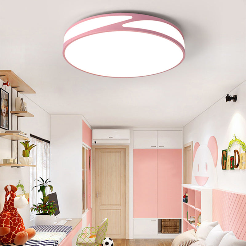 Candy Colored Circular Flush Ceiling Light Macaron Style Acrylic Ceiling Lamp for Office Pink Clearhalo 'Ceiling Lights' 'Close To Ceiling Lights' 'Close to ceiling' 'Flush mount' Lighting' 173935