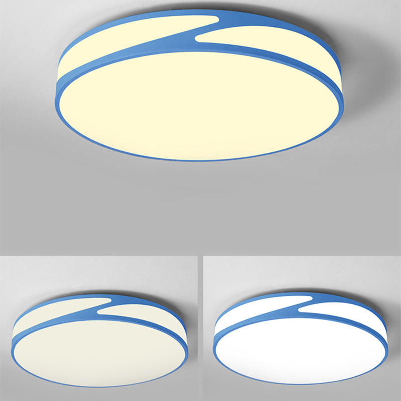 Candy Colored Circular Flush Ceiling Light Macaron Style Acrylic Ceiling Lamp for Office Clearhalo 'Ceiling Lights' 'Close To Ceiling Lights' 'Close to ceiling' 'Flush mount' Lighting' 173941