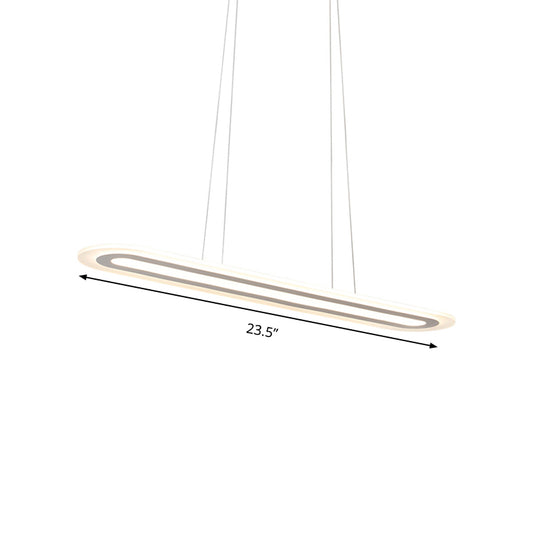 White Oval Ceiling Pendant Simplicity LED Acrylic Hanging Lamp Kit in Warm/White/Natural Light, 16"/23.5"/31.5" Wide Clearhalo 'Ceiling Lights' 'Modern Pendants' 'Modern' 'Pendant Lights' 'Pendants' Lighting' 173983