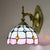 Stained Glass Dome Wall Light Fixture with Colorful Bead Tiffany 1 Head Sconce Lamp in Pink/Orange/Green/Blue Pink Clearhalo 'Industrial' 'Middle century wall lights' 'Tiffany wall lights' 'Tiffany' 'Wall Lamps & Sconces' 'Wall Lights' Lighting' 173999