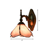 Pink Flower Wall Sconce Lamp Country Stained Glass 1 Light Wall Lamp for Bedroom Clearhalo 'Industrial' 'Middle century wall lights' 'Tiffany wall lights' 'Tiffany' 'Wall Lamps & Sconces' 'Wall Lights' Lighting' 174052