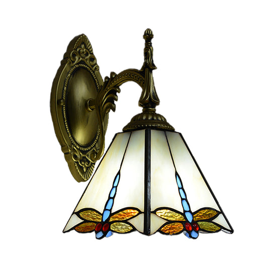 Lodge Dragonfly Wall Sconce Lighting Stained Glass 1 Light Decorative Wall Mount Lamp Clearhalo 'Modern wall lights' 'Modern' 'Wall Lamps & Sconces' 'Wall Lights' Lighting' 174063