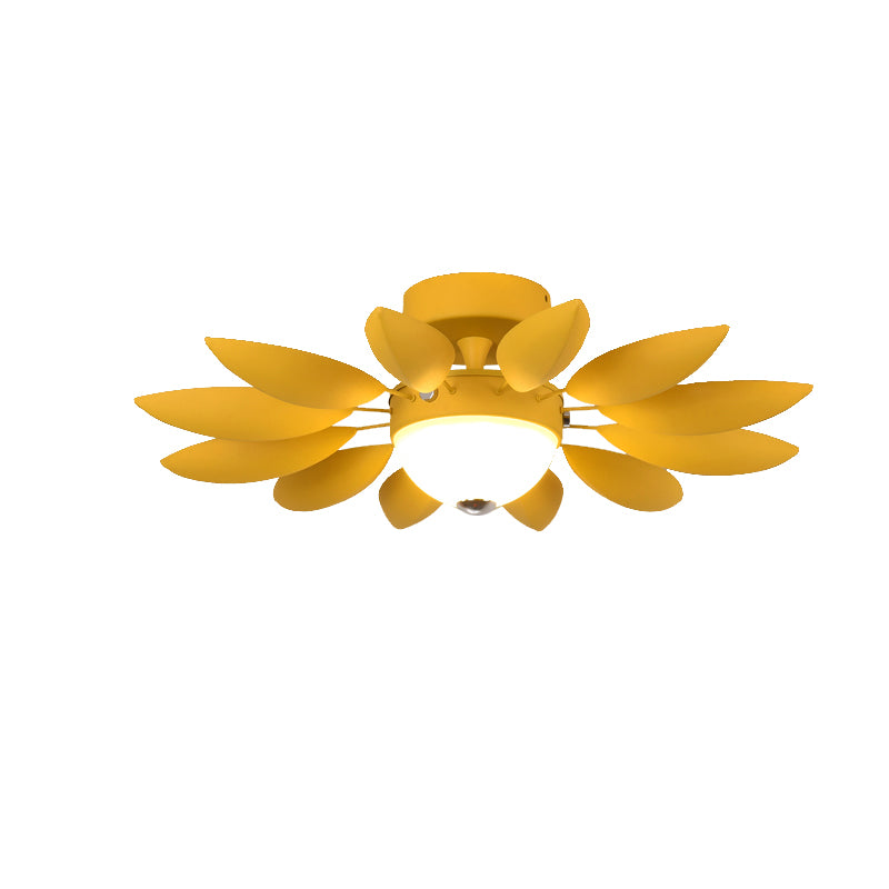 Metal Leaf Ceiling Mount Light One Head Pretty Ceiling Fixture with Candy Color for Kindergarten Clearhalo 'Ceiling Lights' 'Close To Ceiling Lights' 'Close to ceiling' 'Flush mount' Lighting' 174068