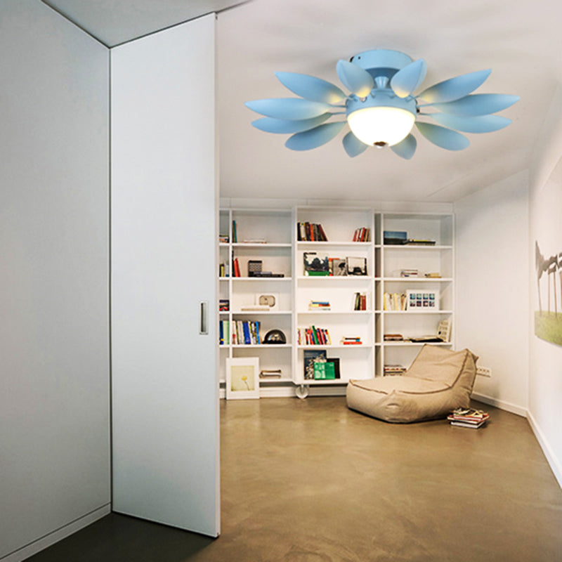 Metal Leaf Ceiling Mount Light One Head Pretty Ceiling Fixture with Candy Color for Kindergarten Blue Clearhalo 'Ceiling Lights' 'Close To Ceiling Lights' 'Close to ceiling' 'Flush mount' Lighting' 174069