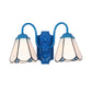 Cone Wall Light Fixture Tiffany White Glass 2 Heads Blue Sconce Lighting for Living Room Clearhalo 'Industrial' 'Middle century wall lights' 'Tiffany wall lights' 'Tiffany' 'Wall Lamps & Sconces' 'Wall Lights' Lighting' 174143