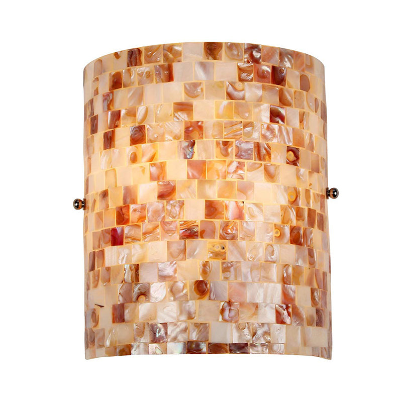 Shell Wall Mount Lighting Rustic Loft 1 Bulb Wall Sconce Light in Beige for Living Room Clearhalo 'Industrial' 'Middle century wall lights' 'Tiffany wall lights' 'Tiffany' 'Wall Lamps & Sconces' 'Wall Lights' Lighting' 174174