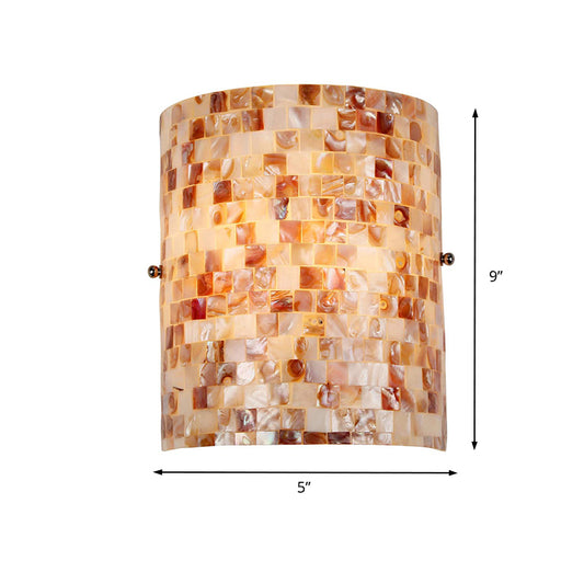 Shell Wall Mount Lighting Rustic Loft 1 Bulb Wall Sconce Light in Beige for Living Room Clearhalo 'Industrial' 'Middle century wall lights' 'Tiffany wall lights' 'Tiffany' 'Wall Lamps & Sconces' 'Wall Lights' Lighting' 174175
