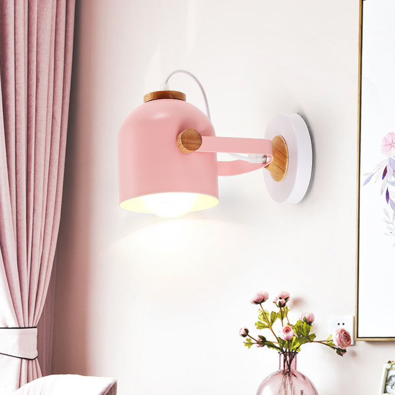 Rotatable Corridor Cup Ceiling Light Metal One Bulb Macaron Loft Candy Colored Ceiling Fixture Pink Clearhalo 'Wall Lamps & Sconces' 'Wall Lights' Lighting' 174180