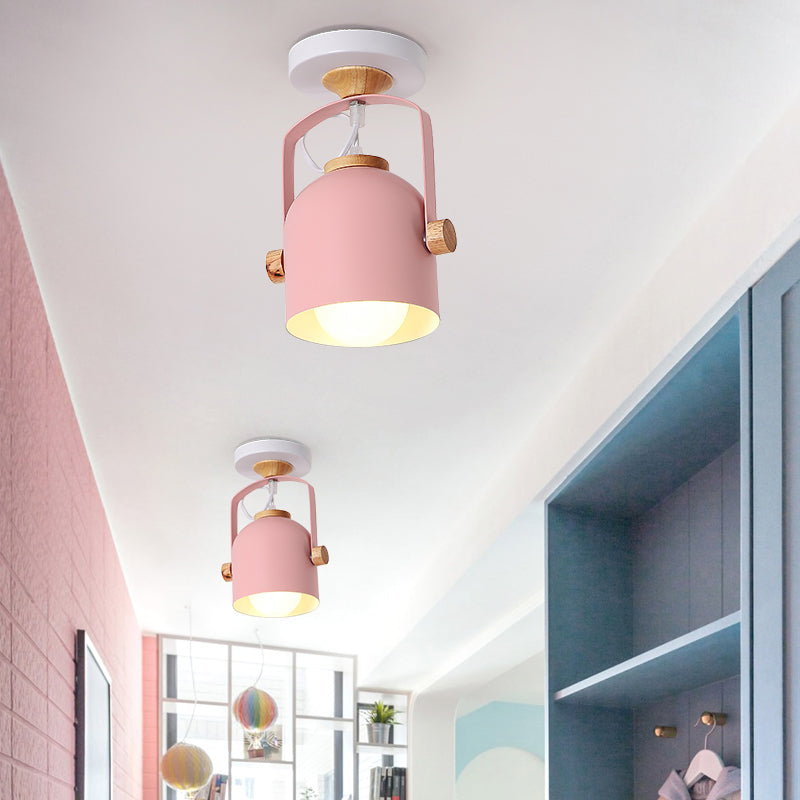 Rotatable Corridor Cup Ceiling Light Metal One Bulb Macaron Loft Candy Colored Ceiling Fixture Clearhalo 'Wall Lamps & Sconces' 'Wall Lights' Lighting' 174182