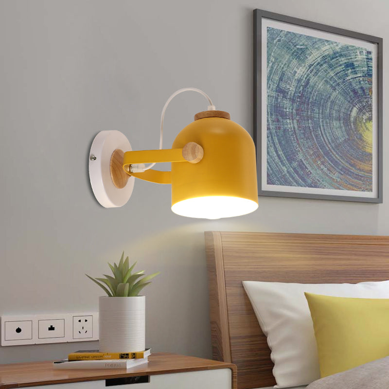 Rotatable Corridor Cup Ceiling Light Metal One Bulb Macaron Loft Candy Colored Ceiling Fixture Yellow Clearhalo 'Wall Lamps & Sconces' 'Wall Lights' Lighting' 174188