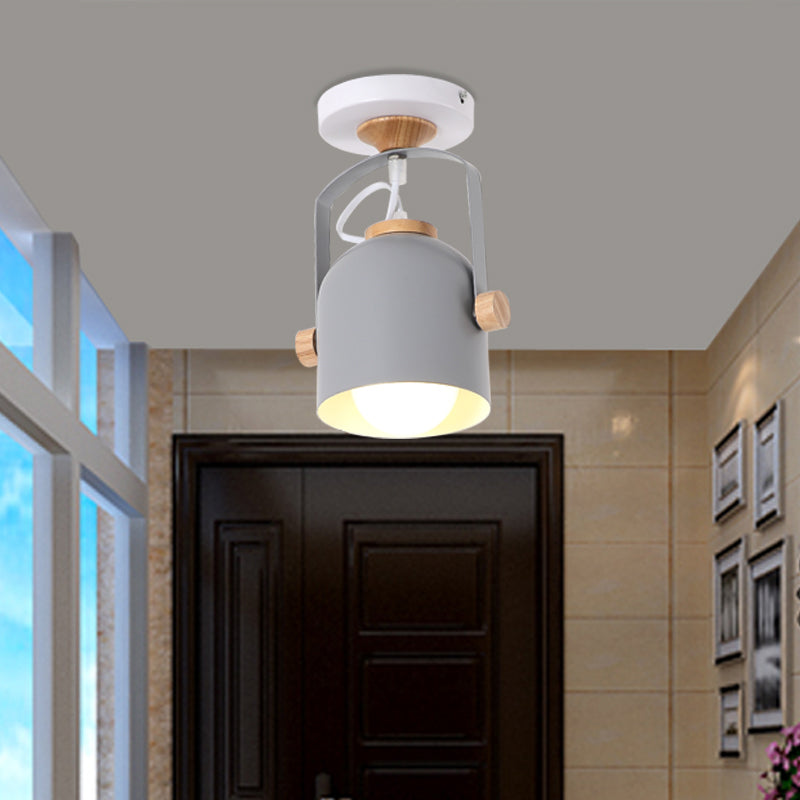Rotatable Corridor Cup Ceiling Light Metal One Bulb Macaron Loft Candy Colored Ceiling Fixture Grey Clearhalo 'Wall Lamps & Sconces' 'Wall Lights' Lighting' 174191