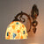 1 Light Wall Light with Beige/White-Gray/Yellow-Blue Shade Tiffany Mosaic Shell Wall Sconce Light in Brass for Bedroom Yellow-Blue Clearhalo 'Industrial' 'Middle century wall lights' 'Tiffany wall lights' 'Tiffany' 'Wall Lamps & Sconces' 'Wall Lights' Lighting' 174221