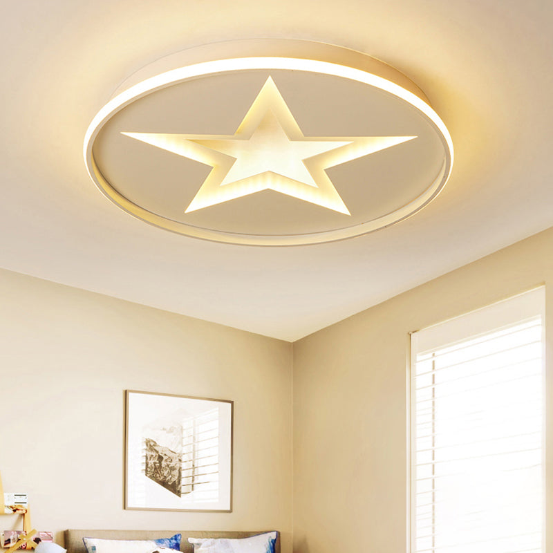 White Finish Star Ceiling Lamp Contemporary Metal Flush Mount Light for Living Room White Warm Clearhalo 'Ceiling Lights' 'Close To Ceiling Lights' 'Close to ceiling' 'Flush mount' Lighting' 174233