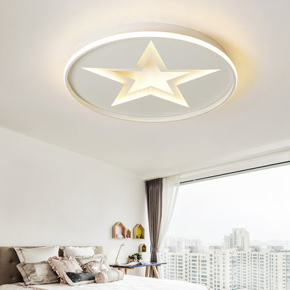 White Finish Star Ceiling Lamp Contemporary Metal Flush Mount Light for Living Room White Clearhalo 'Ceiling Lights' 'Close To Ceiling Lights' 'Close to ceiling' 'Flush mount' Lighting' 174234